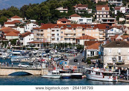 Trogir, Croatia, July 24, 2018: Trogir, A Historic Town And Harbor On The Adriatic Coast Of Croatia,