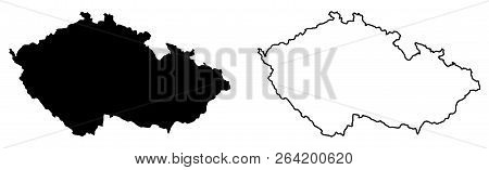 Simple (only Sharp Corners) Map Of Czechia (czech Republic) Vector Drawing. Mercator Projection. Fil