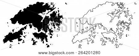 Simple (only Sharp Corners) Map Of Hongkong (hong Kong Special Administrative Region Of China) Vecto