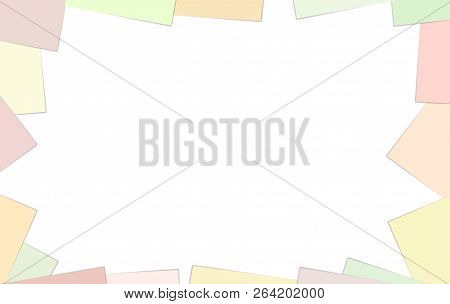 Empty Place Background With White Paper And Frame With Blank Note Paper Corners. Place For Text Or I