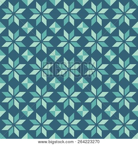Vector Seamless Colorful Decorative Abstract Tile Background Pattern. Traditional Tile