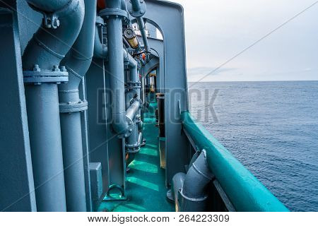 View From Ship Or Vessel Deck To Open Sea - Beautiful Seascape