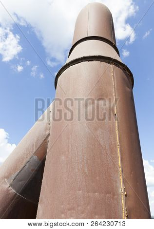 Old Metal Handcrafted Rust Proof Pipe, Close Up