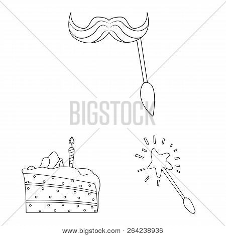 Vector Design Of Party And Birthday Icon. Set Of Party And Celebration Vector Icon For Stock.