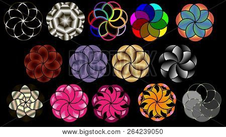 Samples Of Vector Backgrounds From Concentric Circles With Different Color Options. The Use Of These