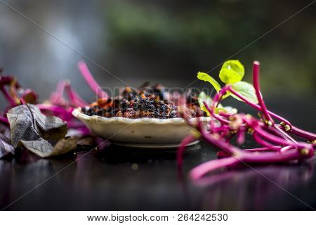 Close Up Of Popular Dish Of Amaranth Leaves Or Chauli Or Chowli Or Chaulai Or Thotakura Or Harive So