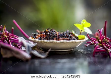 Close Up Of Popular Dish Of Amaranth Leaves Or Chauli Or Chowli Or Chaulai Or Thotakura Or Harive So