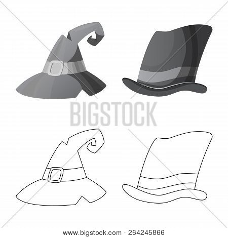 Vector Illustration Of Headgear And Cap Sign. Collection Of Headgear And Headwear Stock Vector Illus
