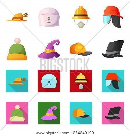Isolated Object Of Headgear And Cap Symbol. Collection Of Headgear And Headwear Stock Vector Illustr