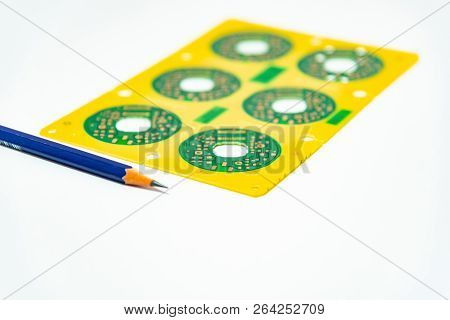 Electronic Product Design Concept,printed Circuit Board(pcb) Include Pencil 2B With Isolated White B