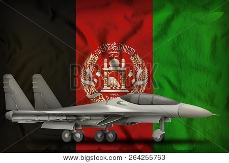 Fighter, Interceptor On The Afghanistan Flag Background. 3d Illustration