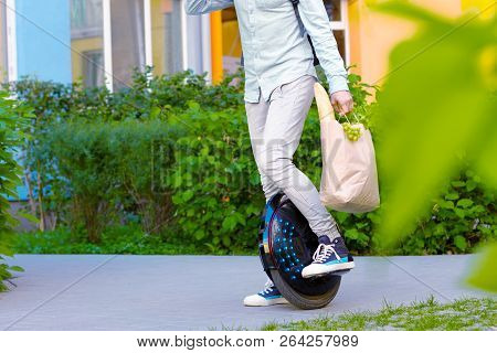 Modern Young Man Male Guy Successful Student Freelancer Entrepreneur With Package Of Food Vegatebles