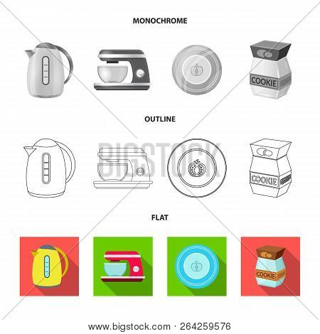 Vector Design Of Kitchen And Cook Logo. Collection Of Kitchen And Appliance Vector Icon For Stock.