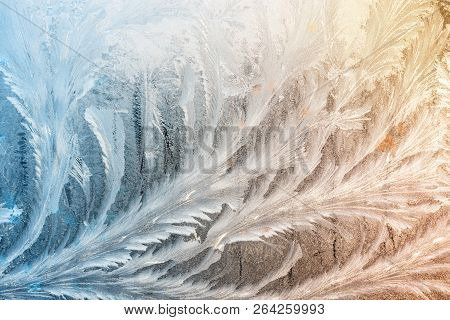 Winter Frostwork On Window Glass