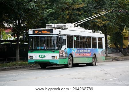 Yoshkar-ola, Russia - September 21, 2018:trolza Optima Trolleybus At The City Street.