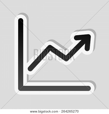 Finance Grapgic, Grow. Sticker Style With White Border And Simple Shadow On Gray Background