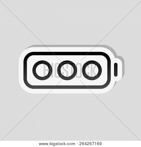 Simple Empty Battery, None Level. Sticker Style With White Border And Simple Shadow On Gray Backgrou