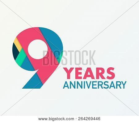 9 Years Anniversary Emblem. Anniversary Icon Or Label. 9 Years Celebration And Congratulation Design