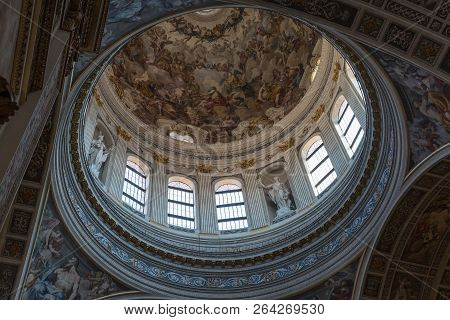 Mantova, Italy - August 2017: Frescoed Chapel Of Saint Andrea Church In Mantua -italy.