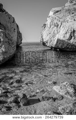 Playa Monica Island And Waves And Rocks