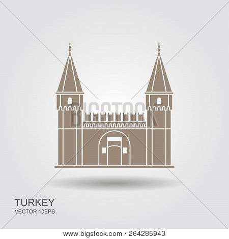 Topkapi Palace, Gate Of Salutation, Istanbul, Turkey. Flat Icon