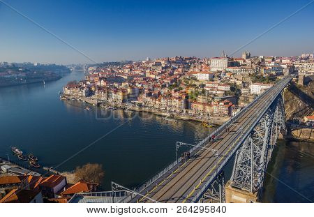 The Douro River In Porto Portugal Winter Cityscape Sunny Landscape City View