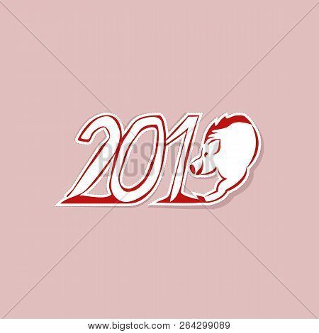 Postcard For The New Year Of The Wild Boar Vector Illustration