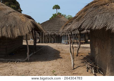 Traditional Houses (huts) At The Village Of Eticoga In The Island Of Orango, Guinea Bissau