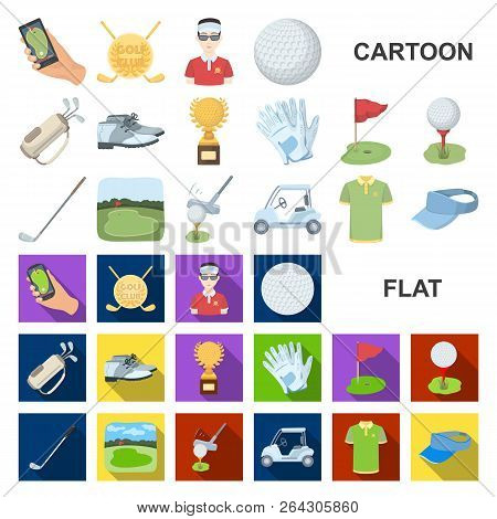 Golf And Attributes Cartoon Icons In Set Collection For Design.golf Club And Equipment Vector Symbol