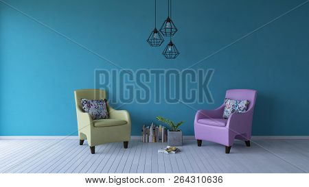 3Ds Rendering Pastel Color Sofa On Wooden Floor