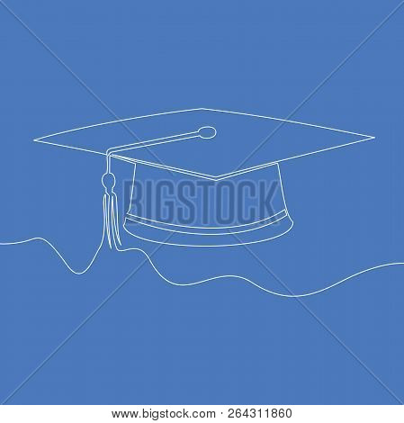 One Line Drawing Isolated Vector Object Graduation Cap Vector Illustration Concept