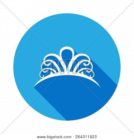Diadem Icon With Long Shadow. Diadem Element Icon With Long Shadow. Baby Sign, Outline Symbols Colle