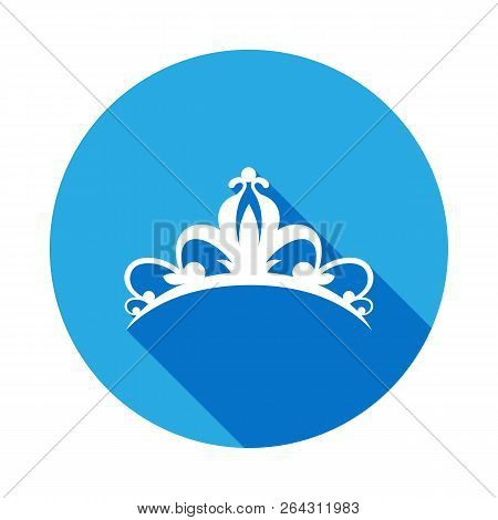 Diadem Icon With Long Shadow. Diadem Element Icon With Long Shadow. Baby Sign, Outline Symbols Colle