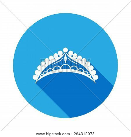 Diadem Icon With Long Shadow. Diadem Element Icon With Long Shadow. Baby Sign, Outline Symbols Colle