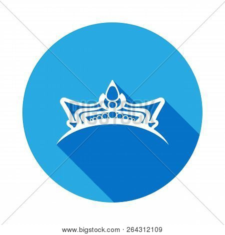 Diadem Icon With Long Shadow. Diadem Element Icon With Long Shadow. Baby Sign, Outline Symbols Colle