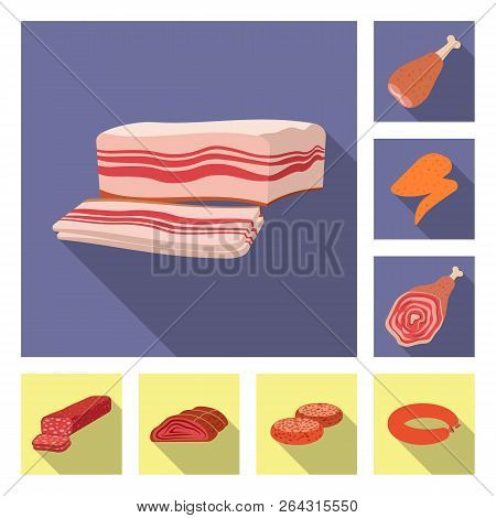 Vector Design Of Meat And Ham Symbol. Set Of Meat And Cooking Stock Vector Illustration.