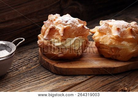Cream Puffs. Homemade Pastry Cream Puff.