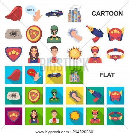 A Fantastic Superhero Cartoon Icons In Set Collection For Design. Superhero Equipment Vector Symbol 