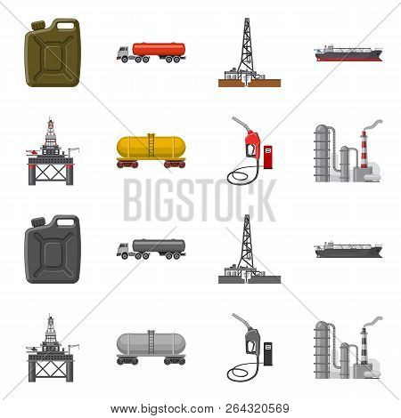 Isolated Object Of Oil And Gas Symbol. Set Of Oil And Petrol Stock Vector Illustration.