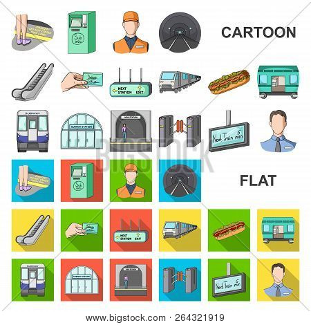 Metro, Subway Cartoon Icons In Set Collection For Design.urban Transport Vector Symbol Stock Web Ill