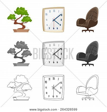 Isolated Object Of Furniture And Work Sign. Set Of Furniture And Home Stock Vector Illustration.