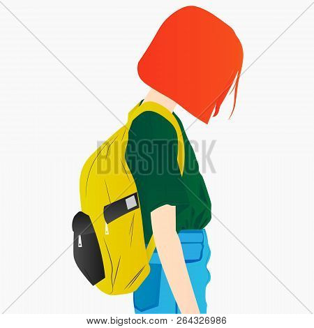 Tired Academic Life. Sad Red-haired Girl Schoolgirl