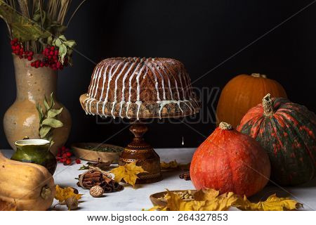 Homemade Pumpkin Bundt Cake With Creamy Frosting