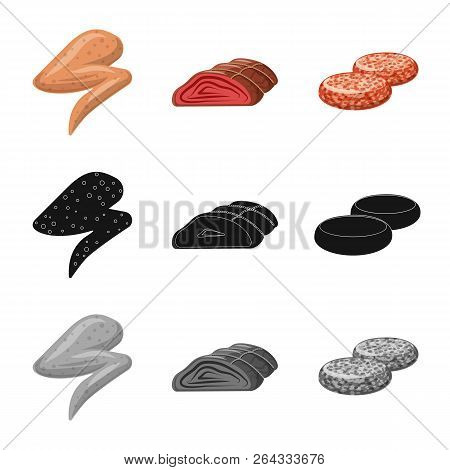 Vector Design Of Meat And Ham Icon. Collection Of Meat And Cooking Stock Vector Illustration.
