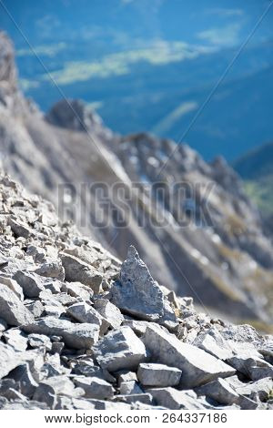 Piece Of Rock With A Valley In The Background, Schladming-dachstein, Austria