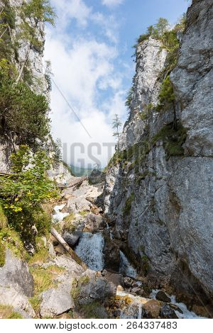 Charming Mountain Stream In The Valley Near Schladming, Austria