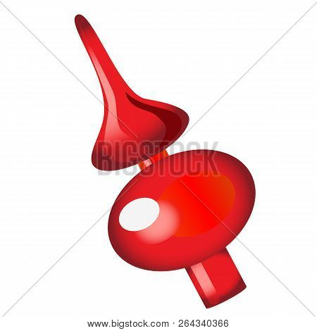 Christmas Toy In The Form Of A Red Glass Christmas Tree Peak Isolated On White Background. Vector Il