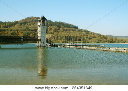 View Tower And A Bordered Swimming Area On Lake Stara Morawa, Poland
