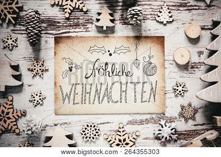 Paper, Calligraphy Froehliche Weihnachten Means Merry Christmas