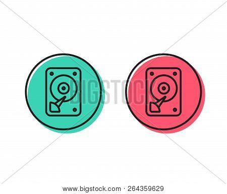 Hdd Icon. Hard Disk Storage Sign. Hard Drive Memory Symbol. Positive And Negative Circle Buttons Con